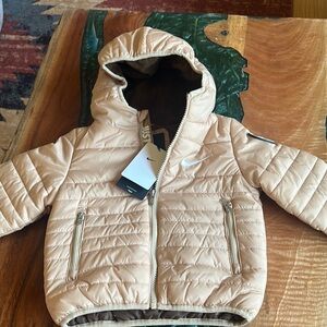Nike Tan Quilted Puffer Jacket with Hood